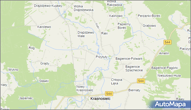 mapa Przytuły gmina Krasnosielc, Przytuły gmina Krasnosielc na mapie Targeo