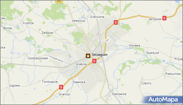 mapa Strzegom powiat świdnicki, Strzegom powiat świdnicki na mapie Targeo