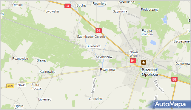 mapa Szymiszów, Szymiszów na mapie Targeo