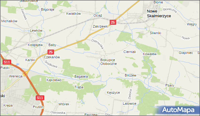 mapa Biskupice Ołoboczne, Biskupice Ołoboczne na mapie Targeo