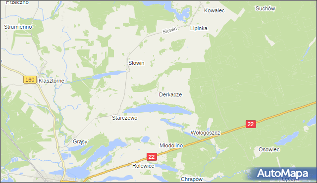 mapa Derkacze, Derkacze na mapie Targeo