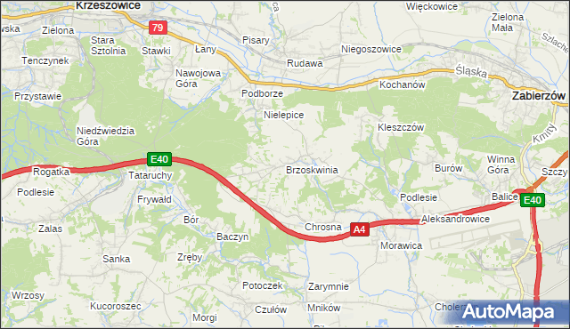 mapa Brzoskwinia, Brzoskwinia na mapie Targeo