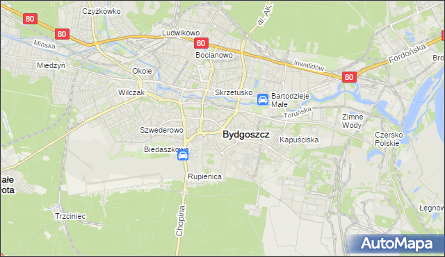 mapa Bydgoszczy, Bydgoszcz na mapie Targeo