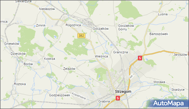 mapa Wieśnica, Wieśnica na mapie Targeo