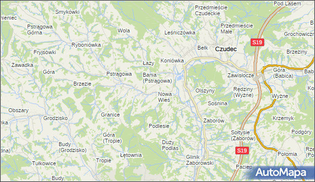 mapa Nowa Wieś gmina Czudec, Nowa Wieś gmina Czudec na mapie Targeo