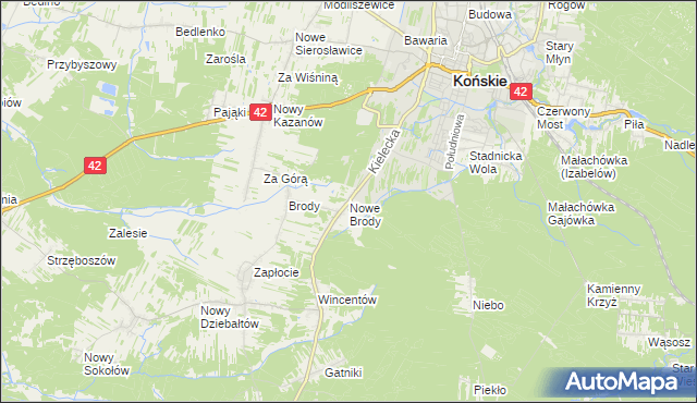 mapa Nowe Brody, Nowe Brody na mapie Targeo