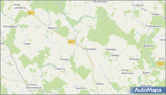 mapa Piotrowiec gmina Pieniężno, Piotrowiec gmina Pieniężno na mapie Targeo