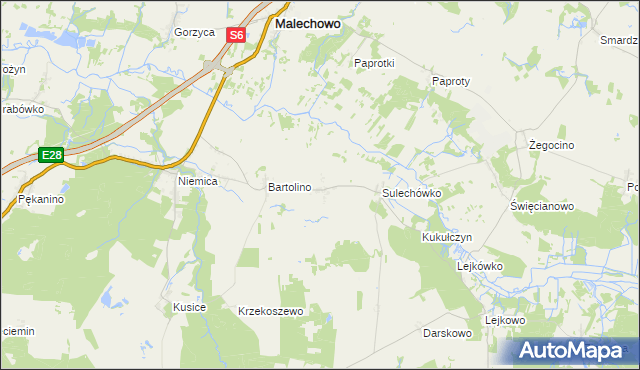 mapa Sulechowo, Sulechowo na mapie Targeo