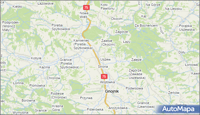 mapa Uszew, Uszew na mapie Targeo