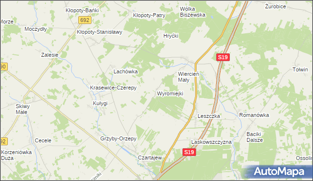 mapa Wyromiejki, Wyromiejki na mapie Targeo