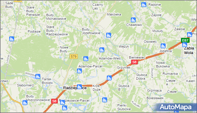 mapa Adamów-Wieś, Adamów-Wieś na mapie Targeo