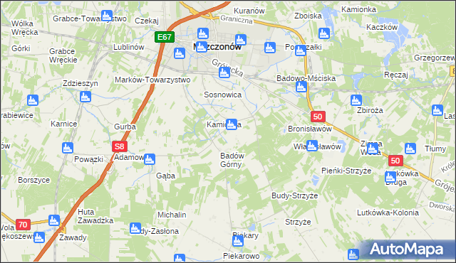 mapa Adamówek gmina Mszczonów, Adamówek gmina Mszczonów na mapie Targeo