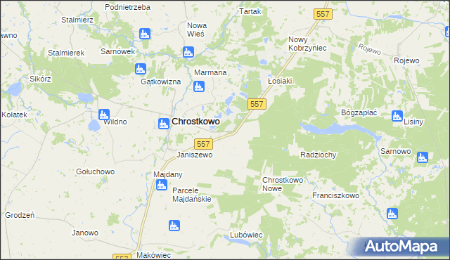 mapa Adamowo gmina Chrostkowo, Adamowo gmina Chrostkowo na mapie Targeo