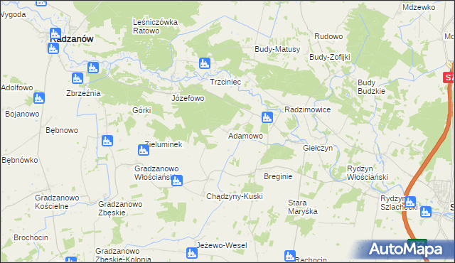 mapa Adamowo gmina Strzegowo, Adamowo gmina Strzegowo na mapie Targeo