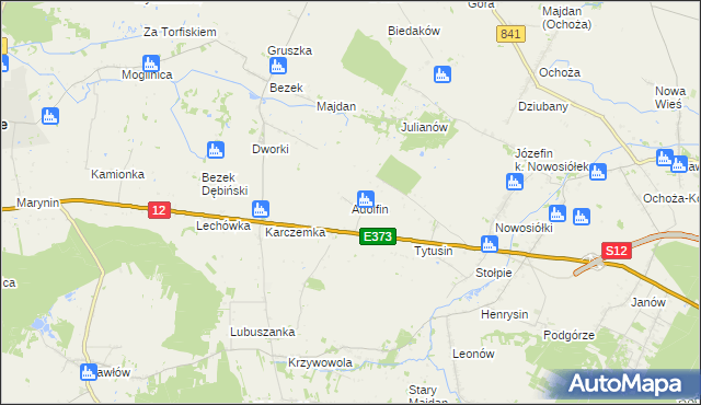 mapa Adolfin gmina Siedliszcze, Adolfin gmina Siedliszcze na mapie Targeo