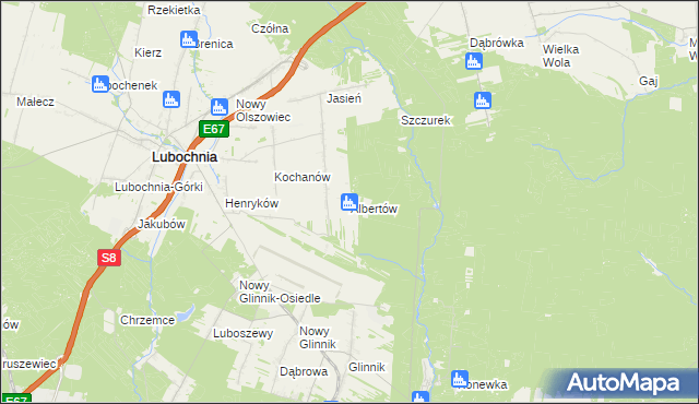 mapa Albertów gmina Lubochnia, Albertów gmina Lubochnia na mapie Targeo