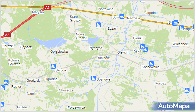 mapa Albinów gmina Kotuń, Albinów gmina Kotuń na mapie Targeo