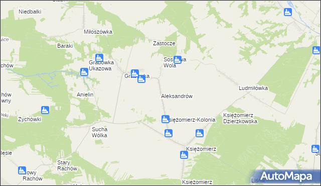 mapa Aleksandrów gmina Gościeradów, Aleksandrów gmina Gościeradów na mapie Targeo