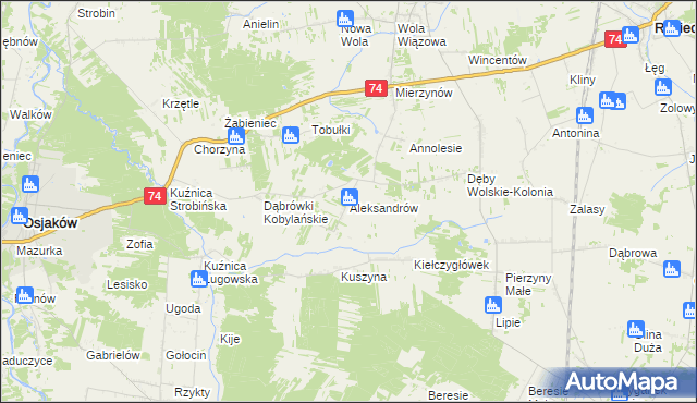 mapa Aleksandrów gmina Rusiec, Aleksandrów gmina Rusiec na mapie Targeo