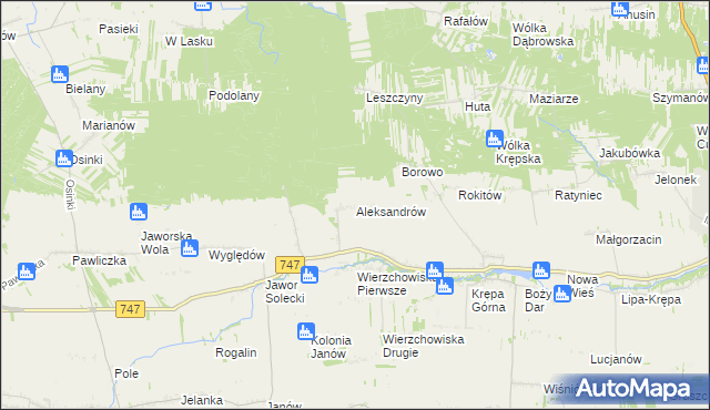 mapa Aleksandrów gmina Sienno, Aleksandrów gmina Sienno na mapie Targeo