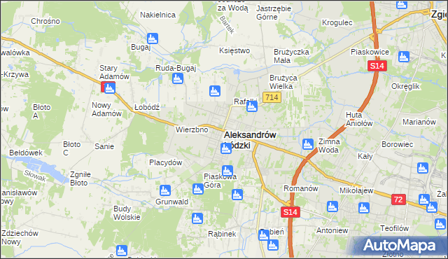 mapa Aleksandrów Łódzki, Aleksandrów Łódzki na mapie Targeo