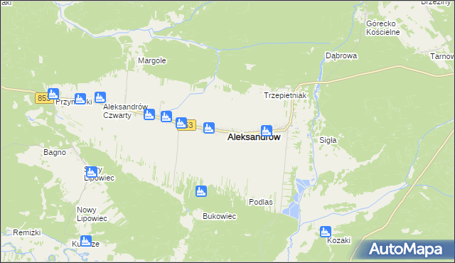 mapa Aleksandrów powiat biłgorajski, Aleksandrów powiat biłgorajski na mapie Targeo