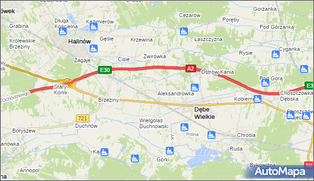 mapa Aleksandrówka gmina Dębe Wielkie, Aleksandrówka gmina Dębe Wielkie na mapie Targeo