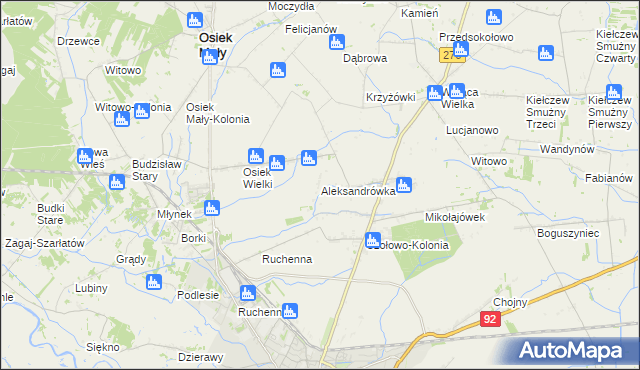 mapa Aleksandrówka gmina Koło, Aleksandrówka gmina Koło na mapie Targeo