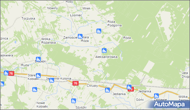 mapa Aleksandrówka gmina Stoczek Łukowski, Aleksandrówka gmina Stoczek Łukowski na mapie Targeo