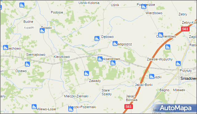 mapa Aleksandrowo gmina Troszyn, Aleksandrowo gmina Troszyn na mapie Targeo