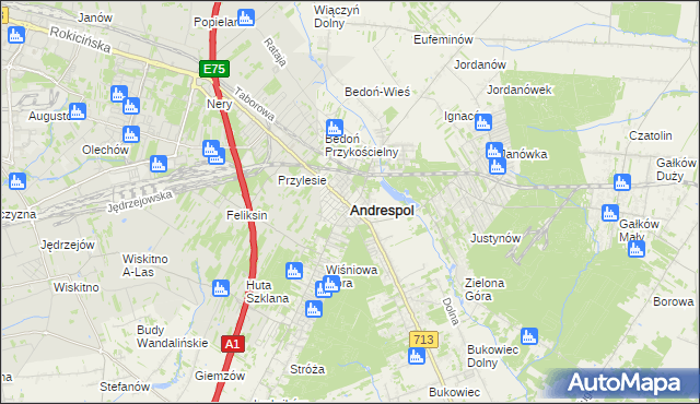 mapa Andrespol, Andrespol na mapie Targeo