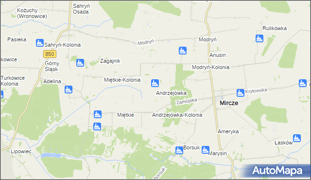 mapa Andrzejówka gmina Mircze, Andrzejówka gmina Mircze na mapie Targeo