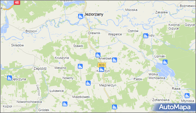 mapa Anielówka gmina Michów, Anielówka gmina Michów na mapie Targeo