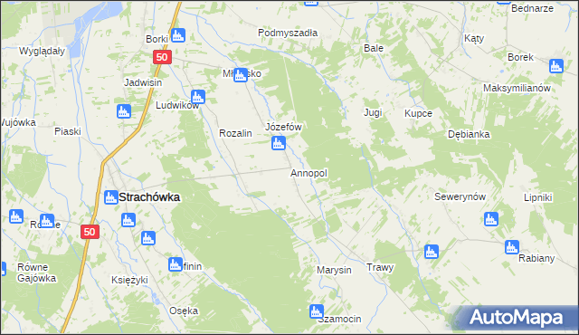 mapa Annopol gmina Strachówka, Annopol gmina Strachówka na mapie Targeo