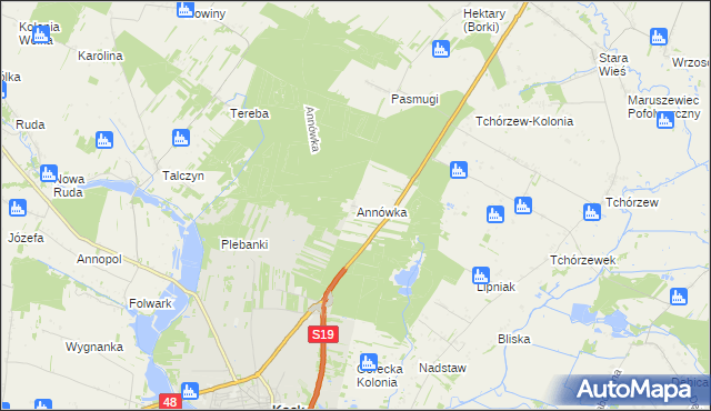 mapa Annówka gmina Kock, Annówka gmina Kock na mapie Targeo
