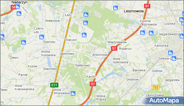 mapa Antoninów gmina Piaseczno, Antoninów gmina Piaseczno na mapie Targeo