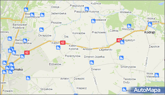 mapa Antopol gmina Kodrąb, Antopol gmina Kodrąb na mapie Targeo