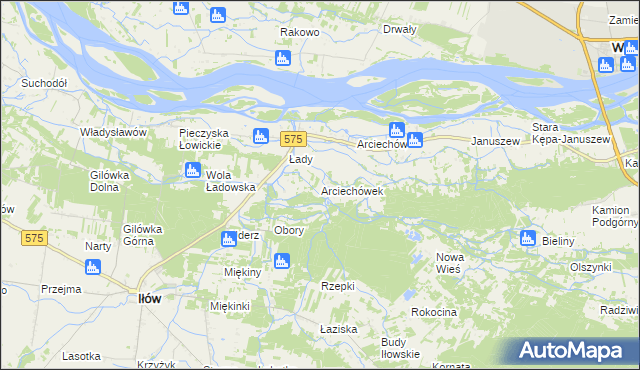 mapa Arciechówek, Arciechówek na mapie Targeo