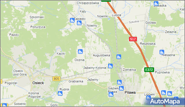 mapa Augustówka gmina Osieck, Augustówka gmina Osieck na mapie Targeo