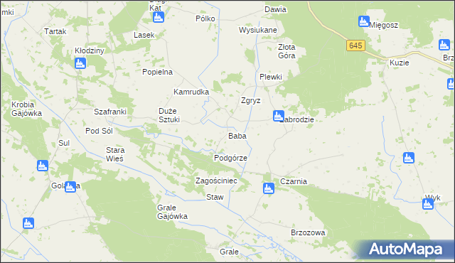 mapa Baba gmina Łyse, Baba gmina Łyse na mapie Targeo