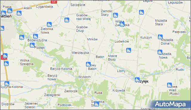 mapa Babin gmina Przyłęk, Babin gmina Przyłęk na mapie Targeo