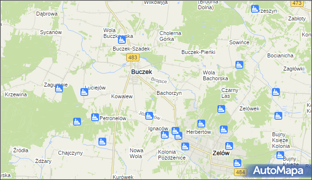 mapa Bachorzyn, Bachorzyn na mapie Targeo