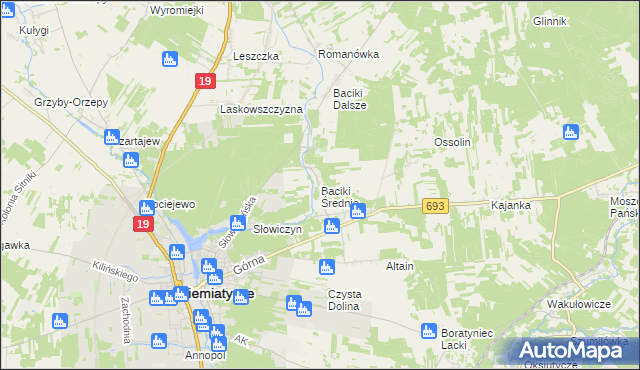 mapa Baciki Średnie, Baciki Średnie na mapie Targeo