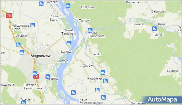 mapa Bączki gmina Maciejowice, Bączki gmina Maciejowice na mapie Targeo