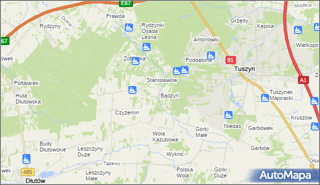 mapa Bądzyń, Bądzyń na mapie Targeo