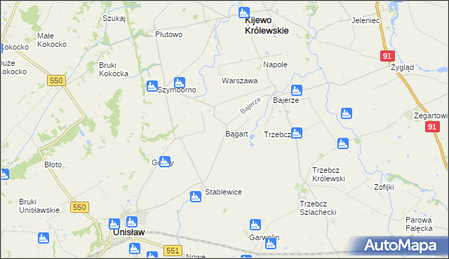 mapa Bągart gmina Kijewo Królewskie, Bągart gmina Kijewo Królewskie na mapie Targeo