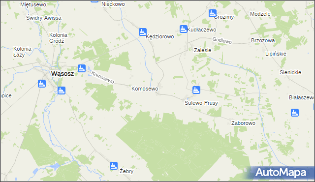mapa Bagienice gmina Wąsosz, Bagienice gmina Wąsosz na mapie Targeo