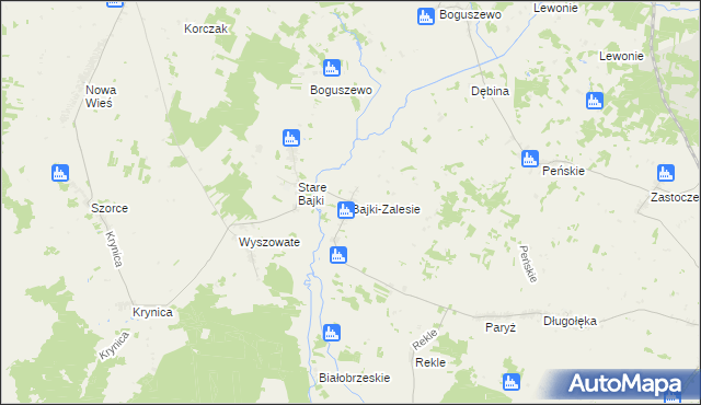 mapa Bajki-Zalesie, Bajki-Zalesie na mapie Targeo