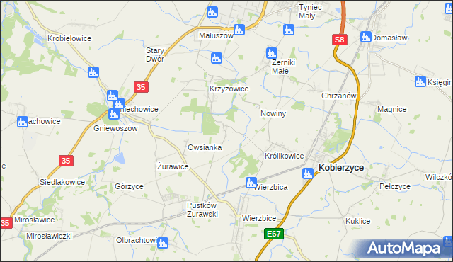 mapa Bąki gmina Kobierzyce, Bąki gmina Kobierzyce na mapie Targeo