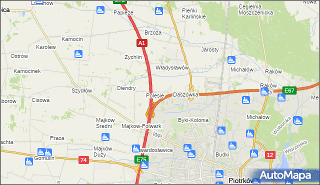 mapa Bąkowiec gmina Grabica, Bąkowiec gmina Grabica na mapie Targeo